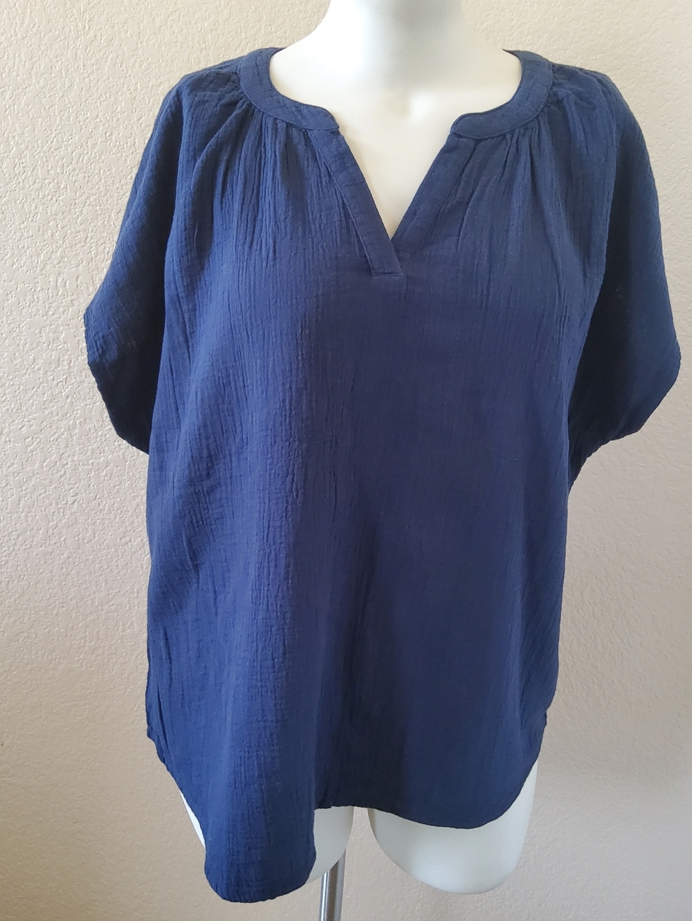 NWT Market & Spruce Navy Blue Cotton Gauze Top XXL - Picture 3 of 8